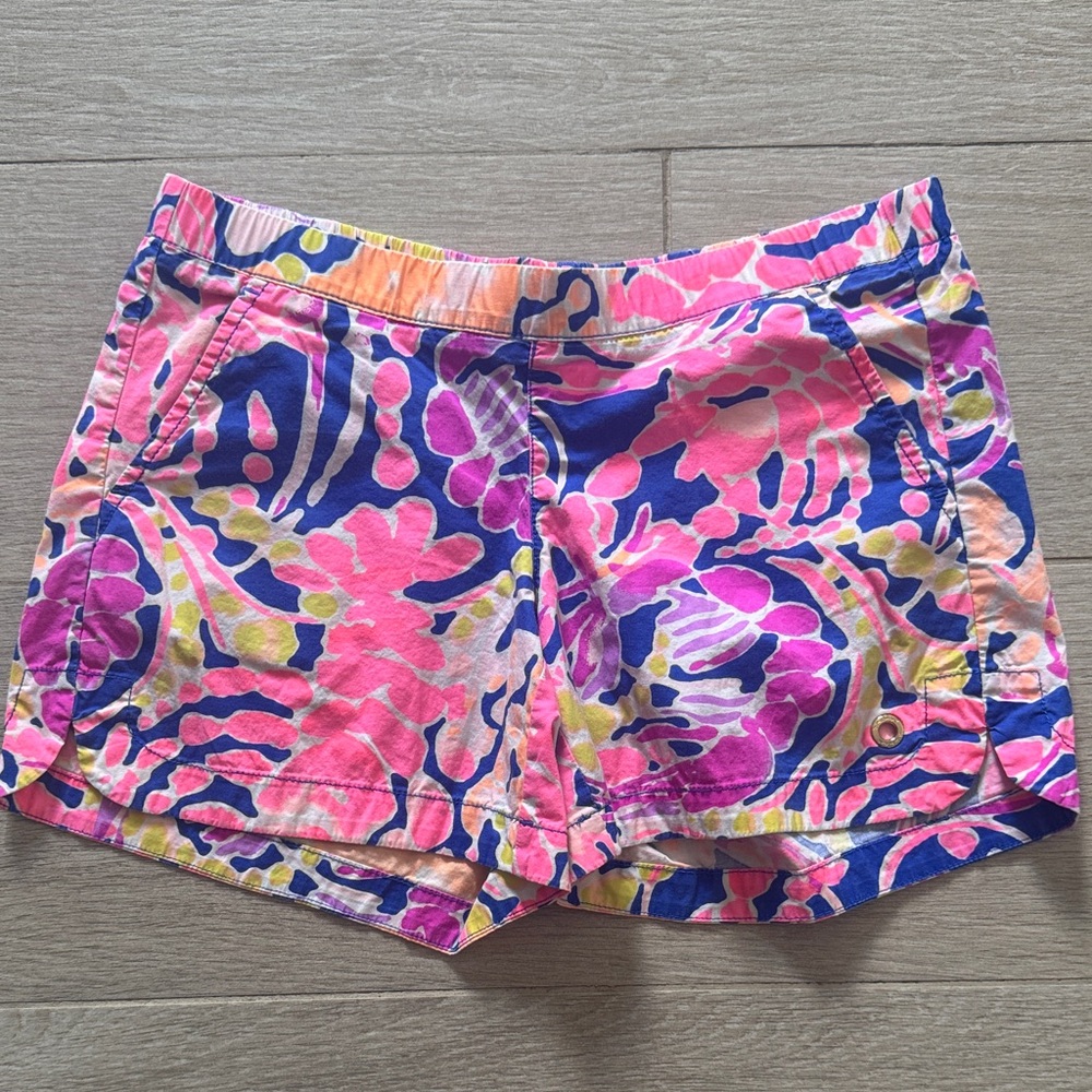 Lilly Pulitzer Pink and Blue Patterned Athletic Shorts